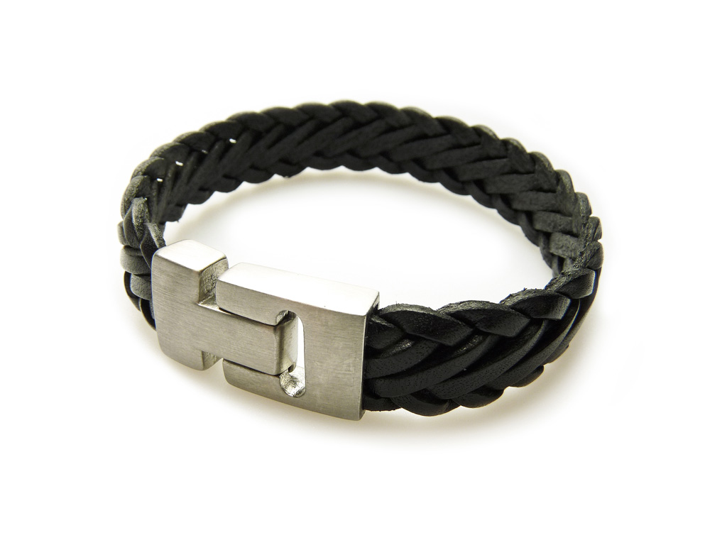 anke decker Lederarmband flat black H